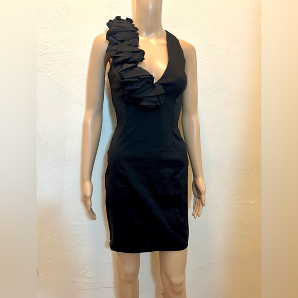 Jessica McClintock Sleeveless Black Ruffle Mini Dress - Size 4 - Picture 5 of 11